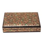 Papier mache decorative box, 'Golden Glory' - Gold-Tone Leaf Motif Papier Mache Decorative Box from India