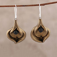 Ceramic dangle earrings, 'Charming Petals' - Artisan Crafted Ceramic Dangle Earrings with Petal Motifs