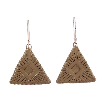 Handcrafted Ceramic Dangle Earrings with Geometric Motifs