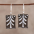 Ceramic dangle earrings, 'Leafy Crescents' - Hand-Painted Ceramic Dangle Earrings from India