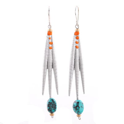 Recycled Paper and Dolomite Dangle Earrings from India
