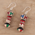 Ceramic dangle earrings, 'Aztec Style' - Hand-Painted Ceramic Dangle Earrings from India