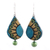 Ceramic dangle earrings, 'Feather Droplet' - Hand-Painted Droplet Ceramic Dangle Earrings from India