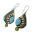 Ceramic dangle earrings, 'Feather Droplet' - Hand-Painted Droplet Ceramic Dangle Earrings from India