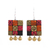 Ceramic chandelier earrings, 'Creative Fusion' - Hand-Painted Square Ceramic Chandelier Earrings from India (image 2a) thumbail