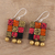 Ceramic chandelier earrings, 'Creative Fusion' - Hand-Painted Square Ceramic Chandelier Earrings from India (image 2b) thumbail