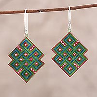 Ceramic dangle earrings, 'Celtic Beauty' - Celtic Knot Ceramic Dangle Earrings from India