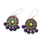 Ceramic dangle earrings, 'Bollywood Flower' - Hand-Painted Floral Ceramic Dangle Earrings from India