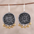 Ceramic chandelier earrings, 'Silver Medallions' - Silver-Tone Ceramic Chandelier Earrings from India