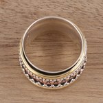 Sterling silver spinner ring, 'Royal Trance' - Dot Motif Sterling Silver Spinner Ring from India