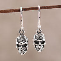 Sterling silver dangle earrings, Grinning Skulls