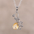 Rhodium plated citrine pendant necklace, 'Glittering Vines' - Leafy Rhodium Plated Citrine Pendant Necklace from India