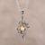 Rhodium plated citrine pendant necklace, 'Forest Radiance' - Leaf Motif Rhodium Plated Citrine Pendat Necklace from India (image 2) thumbail