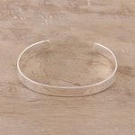 Sterling silver cuff bracelet, 'Simple Gleam' - Simple Sterling Silver Cuff Bracelet from India