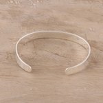 Sterling silver cuff bracelet, 'Simple Gleam' - Simple Sterling Silver Cuff Bracelet from India