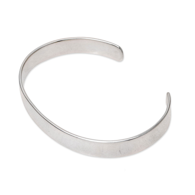 Sterling silver cuff bracelet, 'Simple Gleam' - Simple Sterling Silver Cuff Bracelet from India