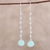 Chalcedony dangle earrings, 'Morning Drops' - 4 Carat Chalcedony Dangle Earrings from India (image 2) thumbail