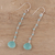 Chalcedony dangle earrings, 'Morning Drops' - 4 Carat Chalcedony Dangle Earrings from India