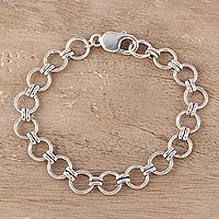 Sterling silver link bracelet, Contemporary Circles