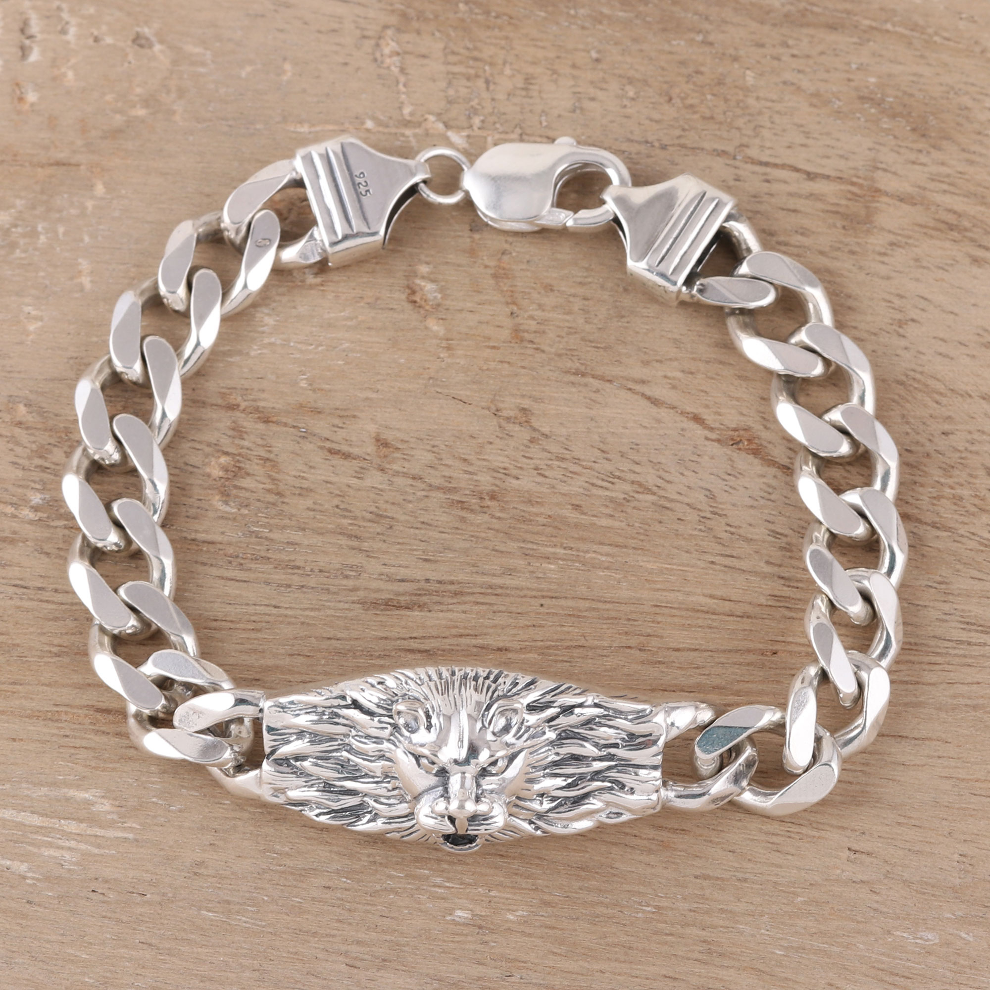 Men's Sterling Silver Lion Cuff Bracelet - Jewelry1000.com
