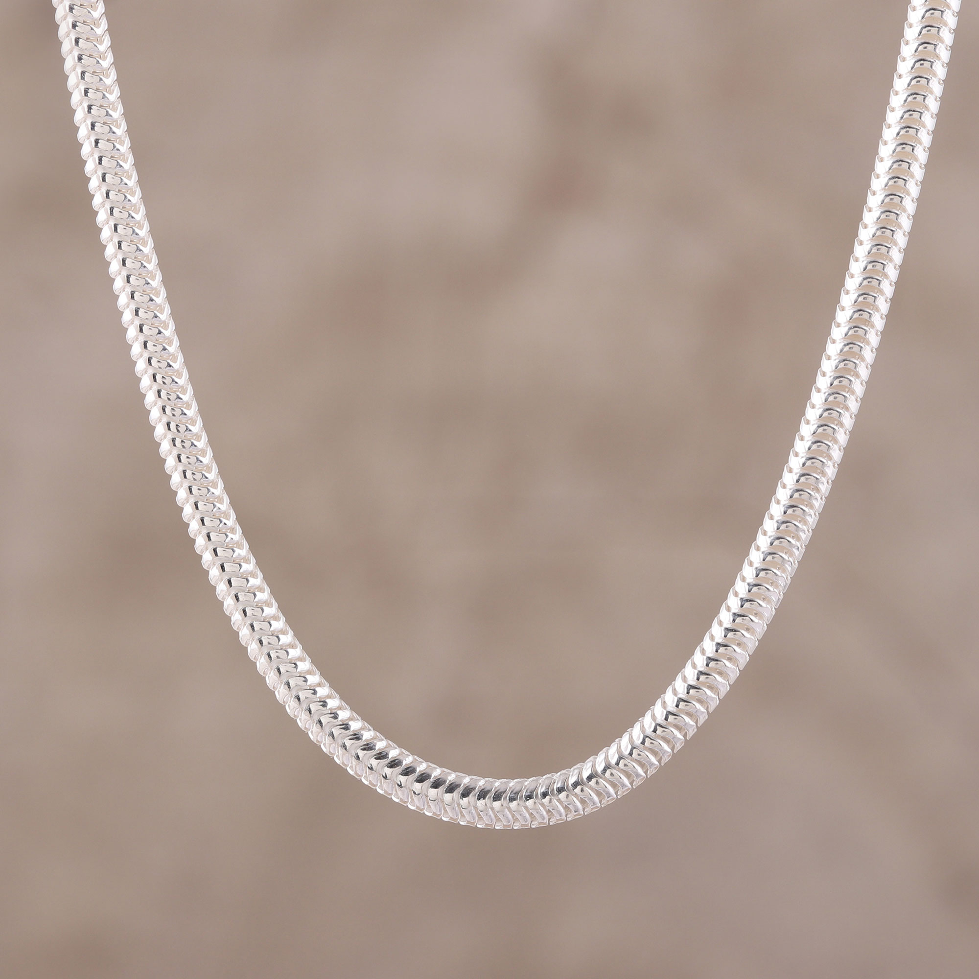 Sterling Silver 8 Mm Omega Necklace - 16 Inch | Sarraf.com