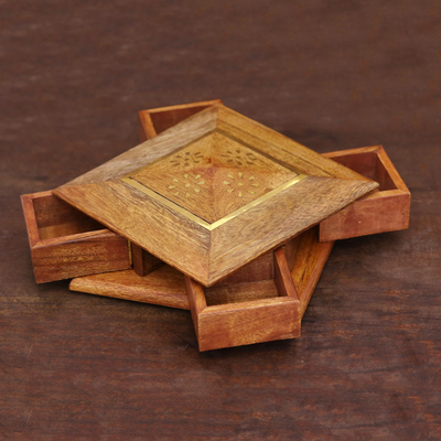 Brass inlay wood jewelry box, Creative Delight