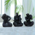 Resin sculptures, 'Folk Musicians in Black' (set of 3) - Resin Folk Musician Sculptures in Black (Set of 3)