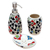 Juego de baño de cerámica, (juego de 3) - Juego de baño de cerámica floral colorido de la India (juego de 3)
