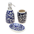 Badezimmerset aus Keramik, (3er-Set) - Badezimmerset aus floraler Keramik in Dunkelblau (3er-Set)