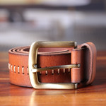Men's leather belt, 'Timeless Appeal in Spice' - Handcrafted Men's Leather Belt in Spice from India