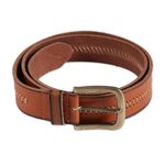 Men's leather belt, 'Timeless Appeal in Spice' - Handcrafted Men's Leather Belt in Spice from India