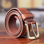 Men's leather belt, 'Timeless Appeal in Spice' - Handcrafted Men's Leather Belt in Spice from India