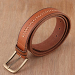 Men's leather belt, 'Timeless Appeal in Spice' - Handcrafted Men's Leather Belt in Spice from India