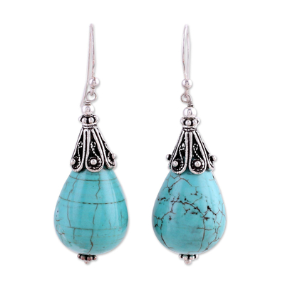Sterling Silver and Calcite Dangle Earrings from India