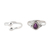 Amethyst and sterling silver rings, 'Gemstone Radiance' (pair) - Amethyst and Sterling Silver Rings Crafted in India (Pair)