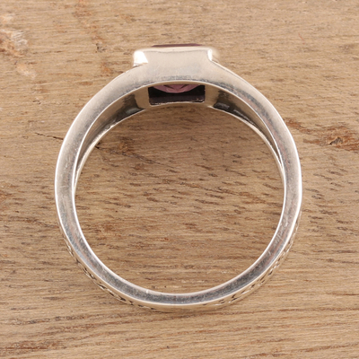 Amethyst ring, 'Purple Glisten' - Sparkling Amethyst Ring from India