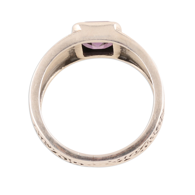 Amethyst ring, 'Purple Glisten' - Sparkling Amethyst Ring from India