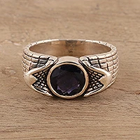 Anillo de iolita para hombre, 'Snake Charm' - Anillo de iolita para hombre elaborado en la India