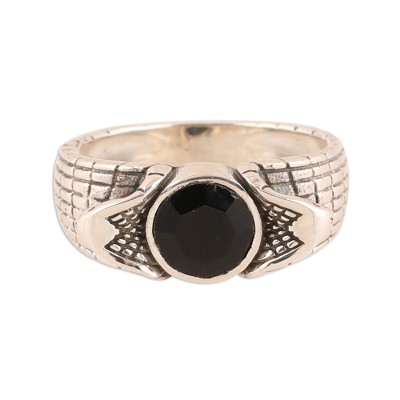 Men's onyx ring, 'Snake Charm' - Men's Onyx Ring Crafted in India