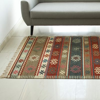 Handwoven Multicolored Striped Wool Rug From India 4x6 Nature S Beauty