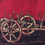 Batik cotton wall hanging, 'Spring Village Scene' - Village Scene Batik Cotton Wall Hanging from India