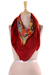Batik cotton scarf, 'Wavy Floral in Crimson' - Floral Batik Cotton Scarf in Crimson from India thumbail