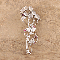 Featured review for Rhodium plated moonstone and ruby brooch, Rajasthani Royalty