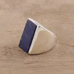 Men's lapis lazuli ring, 'Blue Obelisk' - Men's Lapis Lazuli Ring Crafted in India