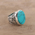 Men's sterling silver and reconstituted turquoise ring, 'Turquoise Vibe' - Men's Sterling Silver and Oval Recon. Turquoise Ring (image 2) thumbail