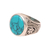 Men's sterling silver and reconstituted turquoise ring, 'Circular Vein' - Men's Sterling Silver and Circular Recon. Turquoise Ring (image 2c) thumbail
