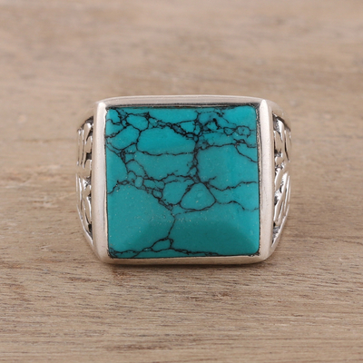 Turquoise Ring, Square Ring, Square Turquoise Ring, Turquoise Silver Ring,  Chinese Matrix Turquoise, Turquoise Jewellery, Natural Turquoise - Etsy