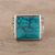 Men's sterling silver and reconstituted turquoise ring, 'Dark Leaves' - Men's Sterling Silver and Square Recon. Turquoise Ring (image 2) thumbail