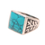 Men's sterling silver and reconstituted turquoise ring, 'Dark Leaves' - Men's Sterling Silver and Square Recon. Turquoise Ring