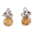 Rhodium plated citrine stud earrings, 'Golden Bliss' - Citrine Stud Earrings Plated in Rhodium from India thumbail